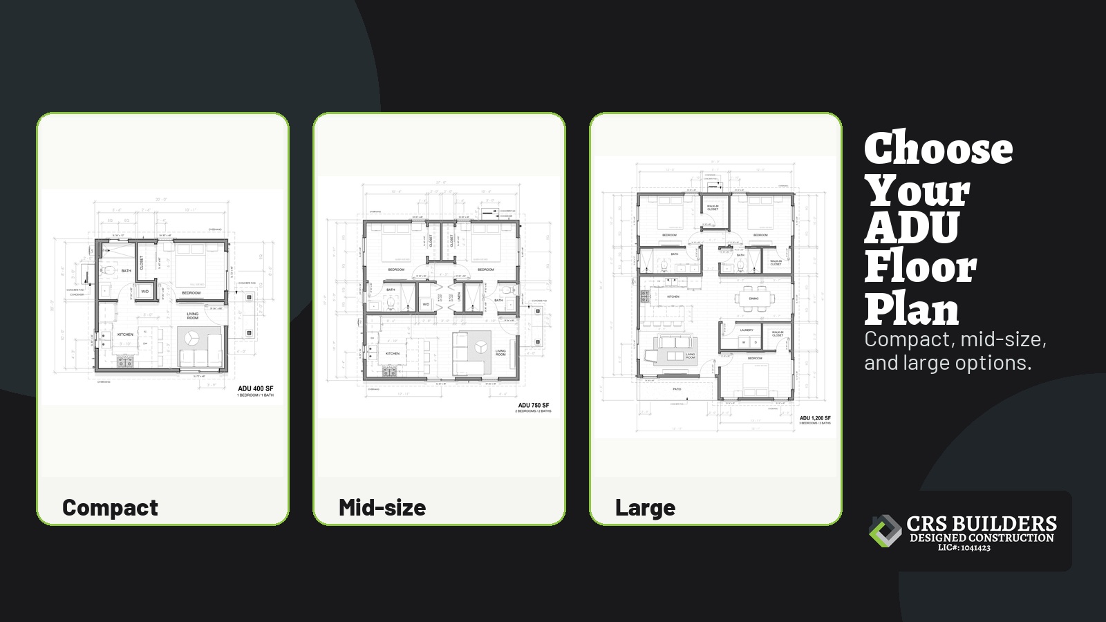 Choosing the Right ADU Floor Plan: 400 sq ft, 750 sq ft, or 1,200 sq ft?